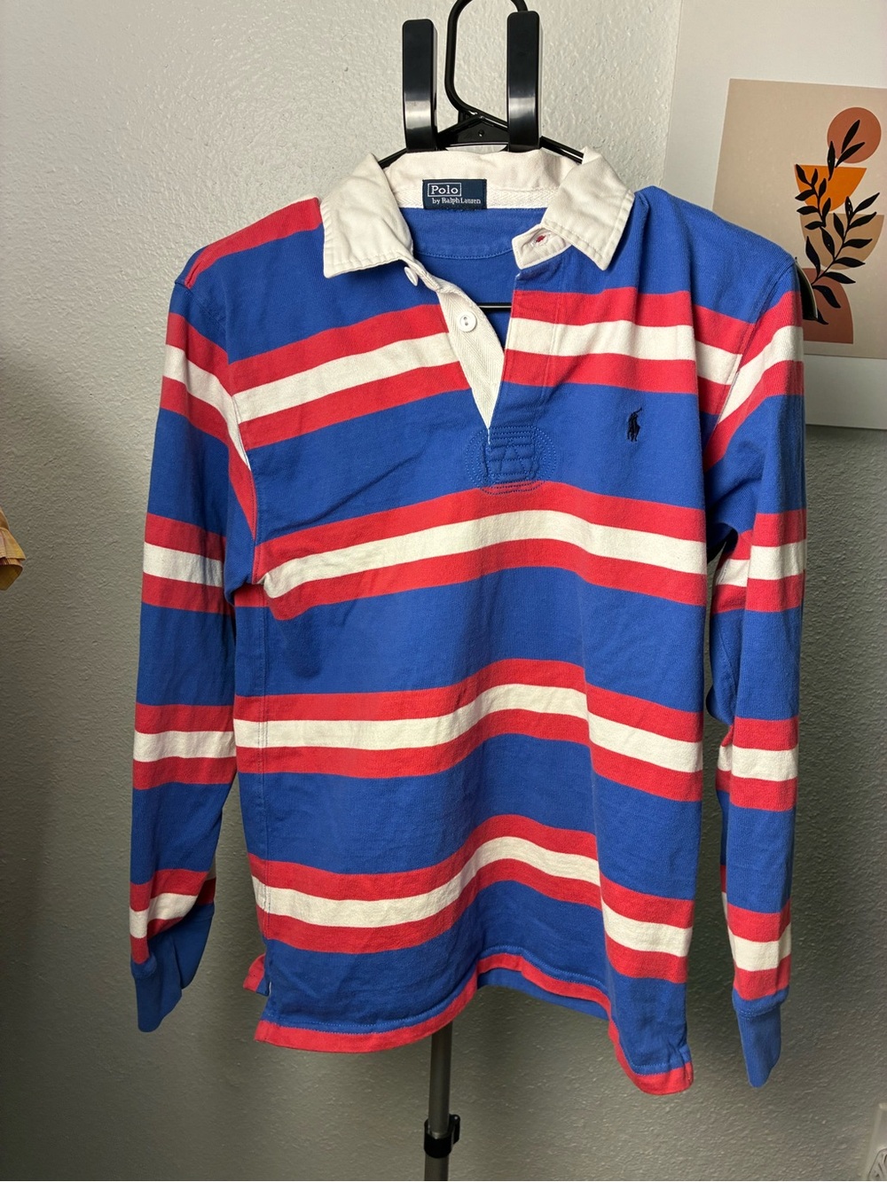 Polo by Ralph Lauren Blue Red White Striped Rugby Polo